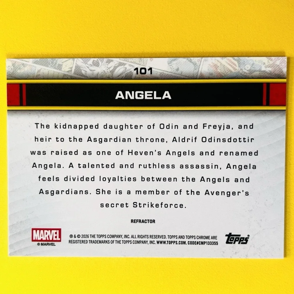 2026 Topps Chrome Marvel Angela #101 Refractor Base Parallel